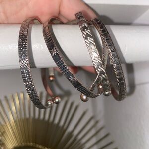 Silver Textured Bangle Bracelets